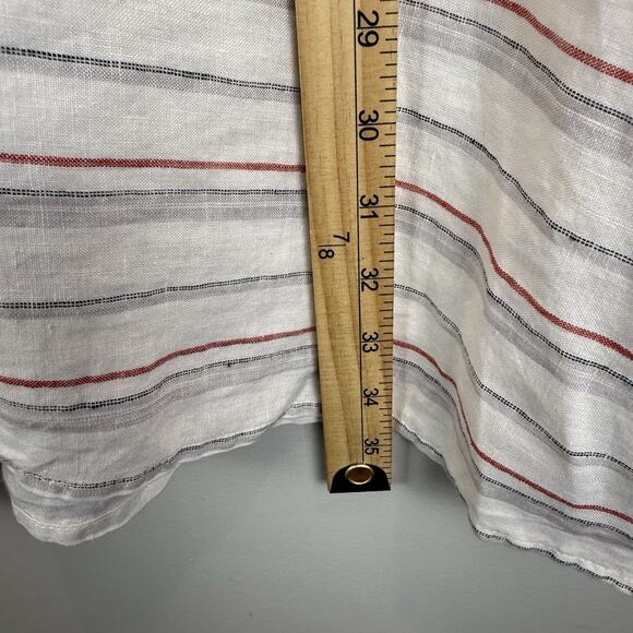 Eileen Fisher Organic Linen Tunic Top XL Striped Poncho Kaftan Beach Coastalcore - Picture 8 of 8